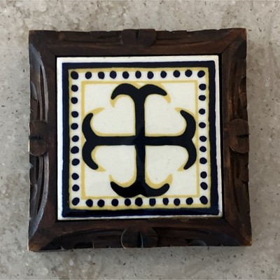 Orion Monterrey Mexican Decorative Tile Trivet with Wooden Frame