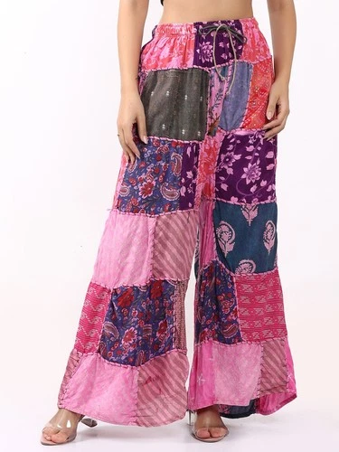 Women's Multi Patchwork Elastic Waist Stonewash Trousers Pant Wholesale Mix lot