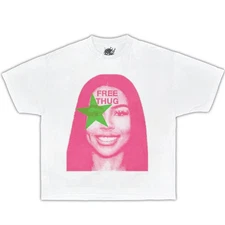 FREE THUG Boxy Vintage Shirt Graphic Tee Streetwear Y2K