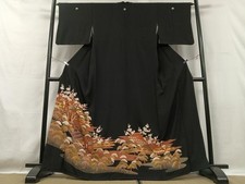 Heiwaya Kimono Luxurious black tomesode piece embroidery auspicious palace