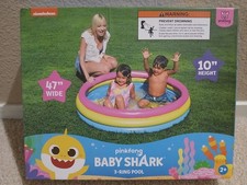 Baby Shark Pinkfong 3-Ring Inflatable Swimming Pool Summer Fun