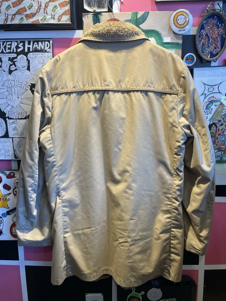 Jaqueta masculina vintage McGregor tamanho 42 bronzeada forrada de pele sintética casaco rancher - Imagem 2 de 4