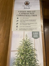 My Texas House Potted 4ft Pre-Lit Twinkle LED Cypress Artificial Christmas Tree