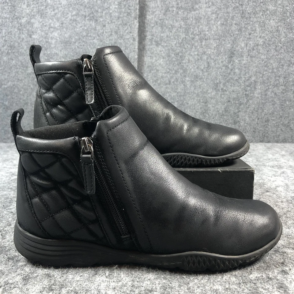Easy Spirit Ankle Boots Womens Size 8 M Black Quilted Side Zip Comfort SEBRAVEN3 - Image 2 of 4