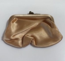 Vintage Satin Gold Coin Purse Kisslock Small