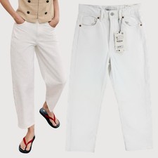 Zara NWT High Rise Barrel Jeans White 2