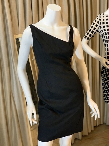 David Meister Blk White Sleeveless Zip Cocktail Dress Open Back Tie Up NWT $260 - Picture 9 of 12