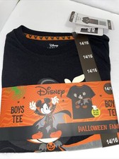Disney Halloween Family Tees Glow In The Dark Mickey Mouse Vampire sz 14-16 Boys