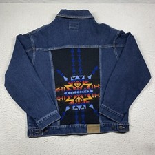 Vintage Pendleton Mens XL High Grade Western Wear Aztec Wool Denim Jean Jacket