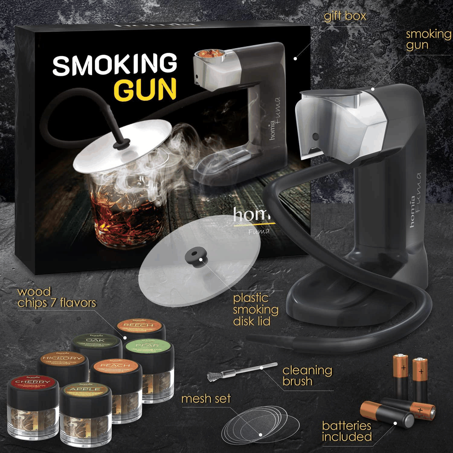 Smoking Gun Wood Smoke Infuser Starter Kit 12 PCS Smoker Machine with
