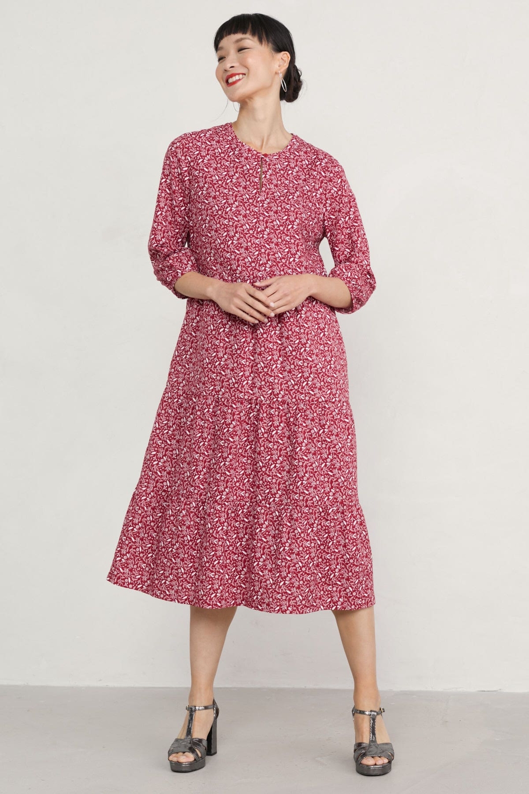 Seasalt Women's Dress red Coastal Flower Midi Dress Tall Woodland