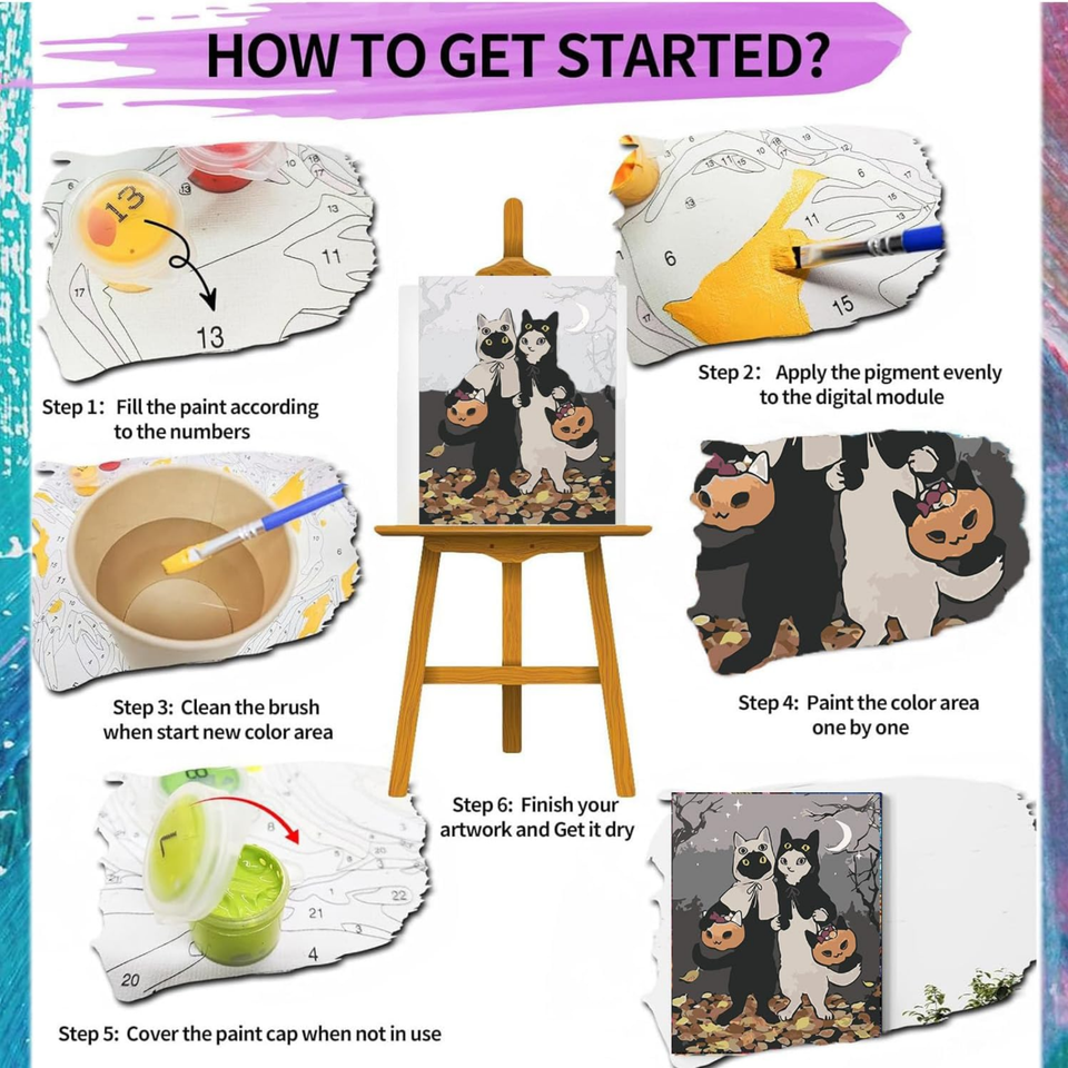 Halloween Paint by Numbers Kit,Horror Paint by Number Kits for Adults