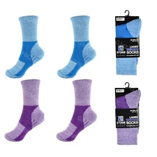 2 Pairs Ladies Womens Walking Socks Trekking Hiking Ski Work Boot Adults 4-7