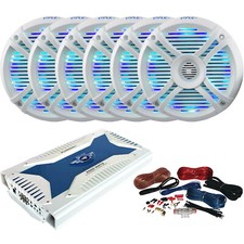 6 X Pyle Plmrx68lew 6.5" Speakers W/ Multicolor Led, 6-channel Amplifier W/ Kit