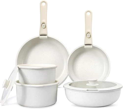 Kitchen Cookware Set Non-Stick Granite Pots and Pans Set with Removable Handle - Picture 2 of 18