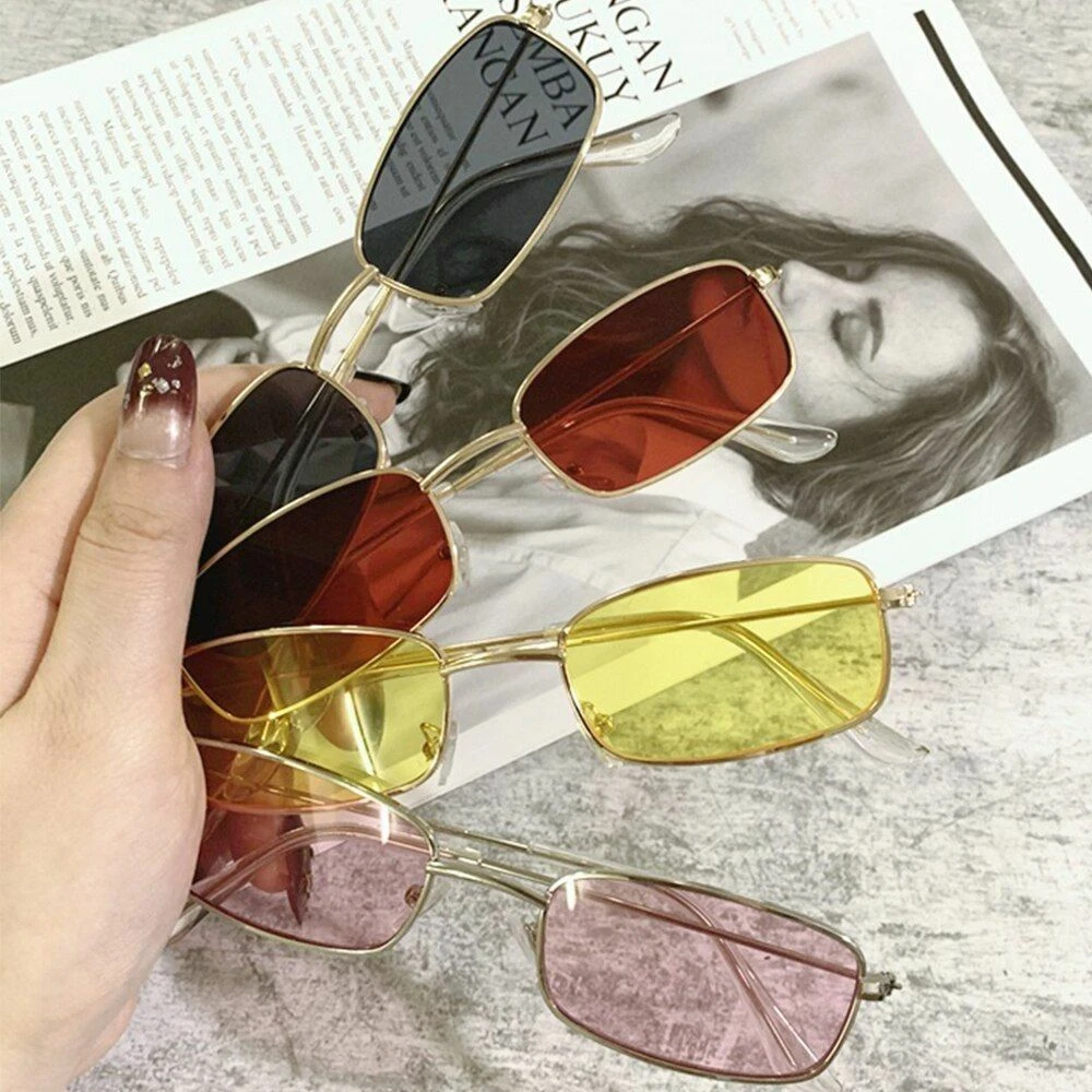 Vintage Candy Color Glasses Retro Small Oval Sunglasses Metal Driving UV400  Gold | eBay