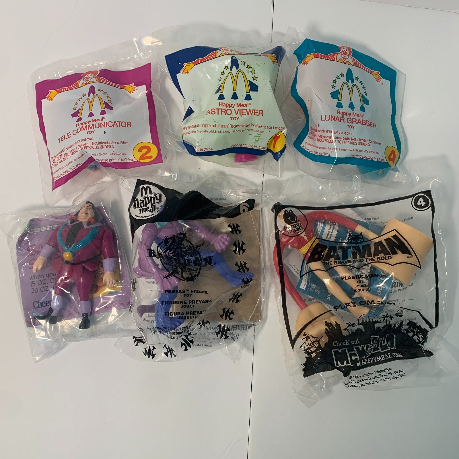 Lot of 6 Vintage Happy Meal Toys McDonalds Batman Bakugan Pocahontas SEALED