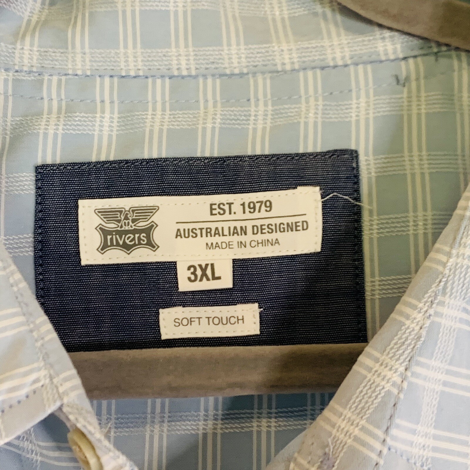 Rivers Men's Casual Shirt Chambray Short Sleeve Size 3XL Soft Touch New