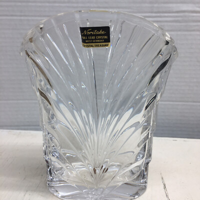 Noritake Flower Vase Full Lead Crystal Treasury Clear Glass 7 West Germany Decor