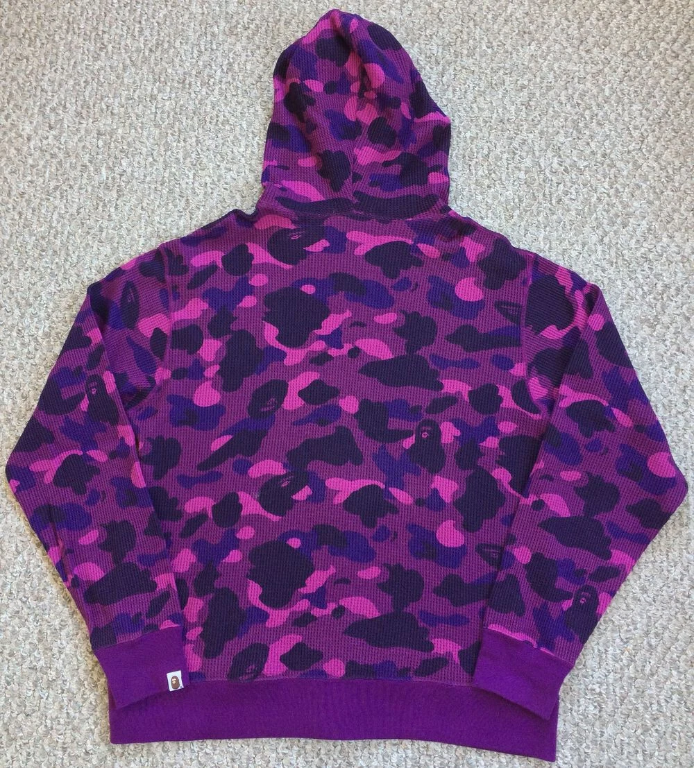 A BATHING APE (BAPE) Felpa con cappuccio e zip intera termica mimetica viola OG Bape