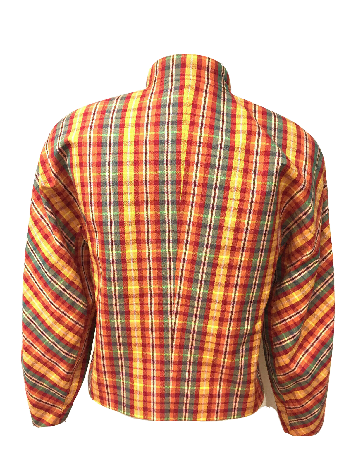 Vintage KENZO Green Yellow Multicolor Plaid Cotton Cropped Jacket SzFR38/US6