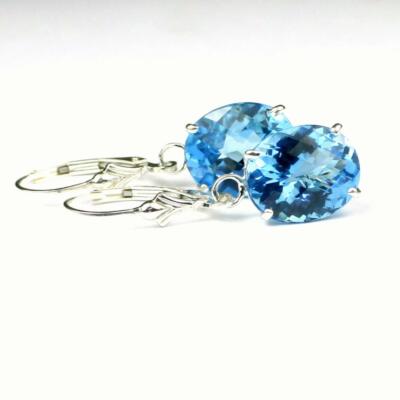 Schweizer Blautopas, Sterling Silber Leverbacks, SE107