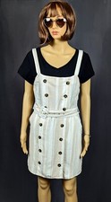 New Forever 21 Womens Beige Cream Striped Sleeveless Belted Mini Dress Size M