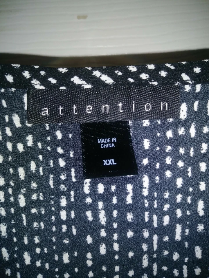 Vestido sin mangas Attention para mujer blanco y negro de poliéster con cuello en V talla XXL Foto 4 de 4