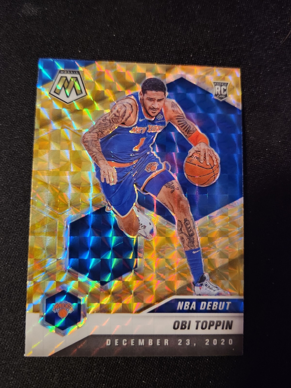 2020-21 Panini Mosaic NBA Debut Obi Toppin RC #273 Reactive Yellow Prizm Rookie