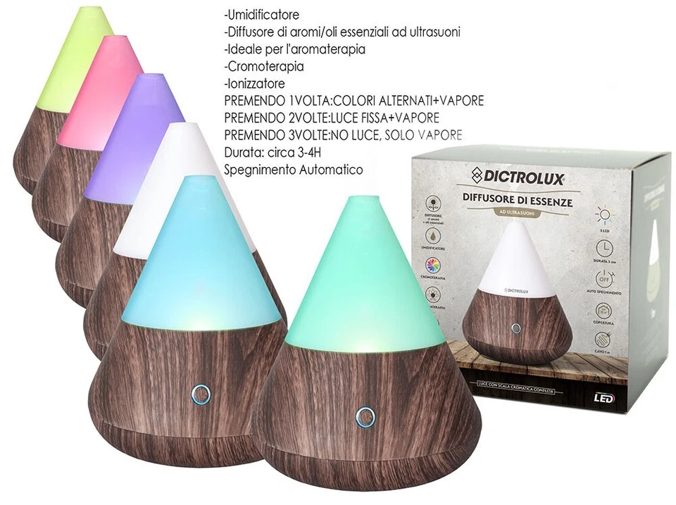 Diffusore di oli essenziali aromi umidificatore aromaterapia legno durata 4 ore - Immagine 2 di 4