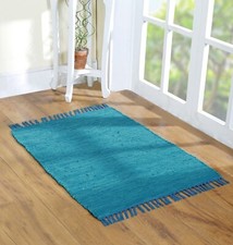 Handcrafted Vibrant Cotton Rug 24x36 Washable Reversible With Tassels 2x3