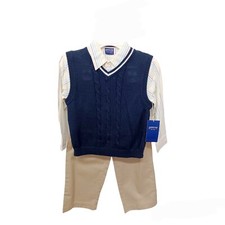 Arrow Boys 3 Pc Pant Set-5-Shirt-Sweater Vest-Pants-Navy Blue