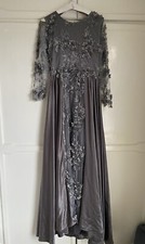 Zuhair Murad inspired grey Flower Beaded wedding occasion gown