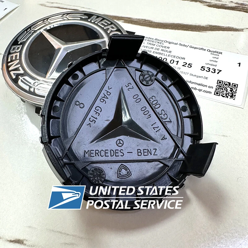4x Tapacubos centrales de rueda con corona negra emblema Mercedes Benz originales A 1714000125 Foto 4 de 4