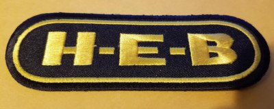 H-E-B Grocery Embroidered gold/yellow and black Patch approx 1.5X4.5''