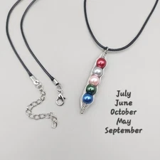 Personalised Pea Pod Necklace – Custom Birthstone Gift for Mum, Grandma & Family