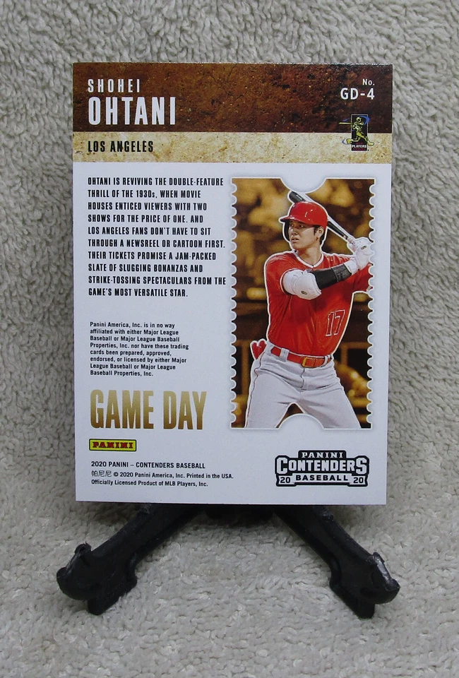 SHOHEI OHTANI 2020 Panini Contenders GAME DAY Card LA DODGERS WORLD SERIES - Image 2 of 2
