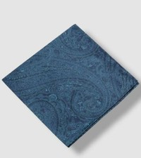  35 Ryan Seacrest Men's Blue Paisley Printed Silk Pocket Square Handkerchief