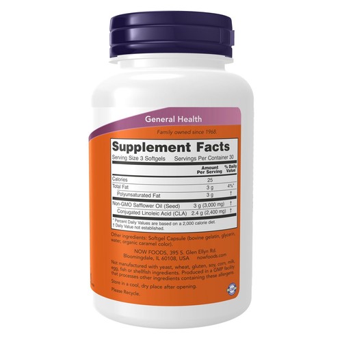 NOW CLA Conjugated Linoleic Acid 800 mg 90 Softgels, Nutritional Oil, Fatty Acid - Picture 2 of 6