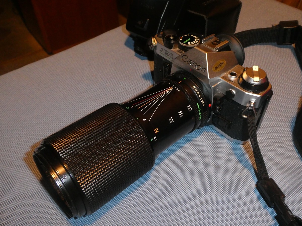 CANON AE-1 SLR FILM CAMERA, CANON FD 70-210 4.0 ZOOM LENS, CANON
