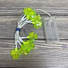 St. Patrick s Day Neon Green Shamrock Clovers Battery Operated String Lights