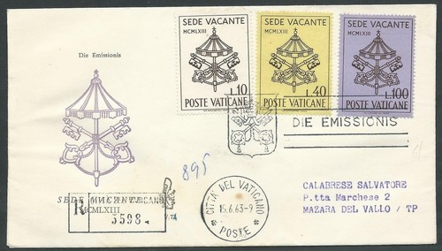 1963 VATICANO FDC VENETIA 74 SEDE VACANTE TIMBRO DI ARRIVO - VH - 第 1/1 張圖片