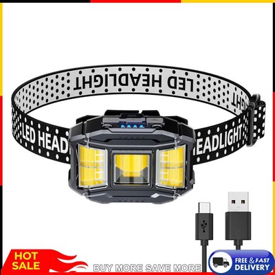 COB LED Induction Headlamp 5 Gears Powerful Headlight Torch for Hiking Fishing