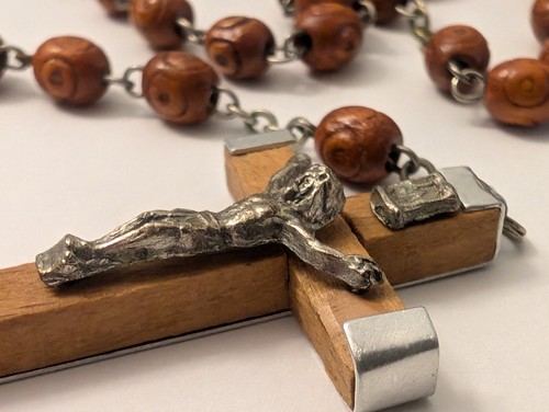 Rosario Vintage - Made In Italy - Croce Legno Perline Cattoliche - Accessorio Religioso - Foto 5 di 23