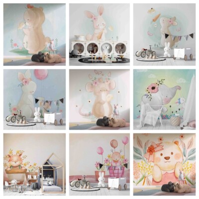 3D Cartoon Animal Color Self-adhesive Wallpaper Removable Wallpaper Wall Mural