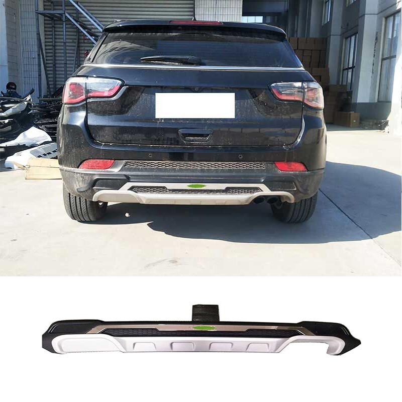 2017-2020 Jeep Compass Silver Diffuser Board Guard with Black Rear Bumper