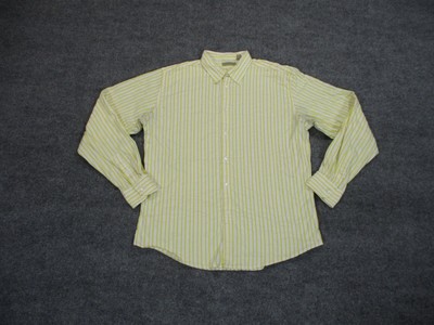 Ted Baker Shirt Mens 5 Extra Large White Yellow Button Up Stretch Textured