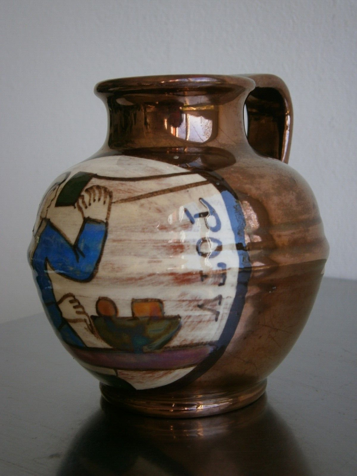 Small Iridescent Ceramic Vase Bayeux St Desmant Antique Norman Tapestry