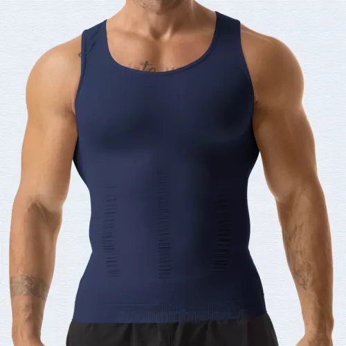 T-shirt canotta da uomo body shaper ventre compressione petto cintura - Foto 24 di 29