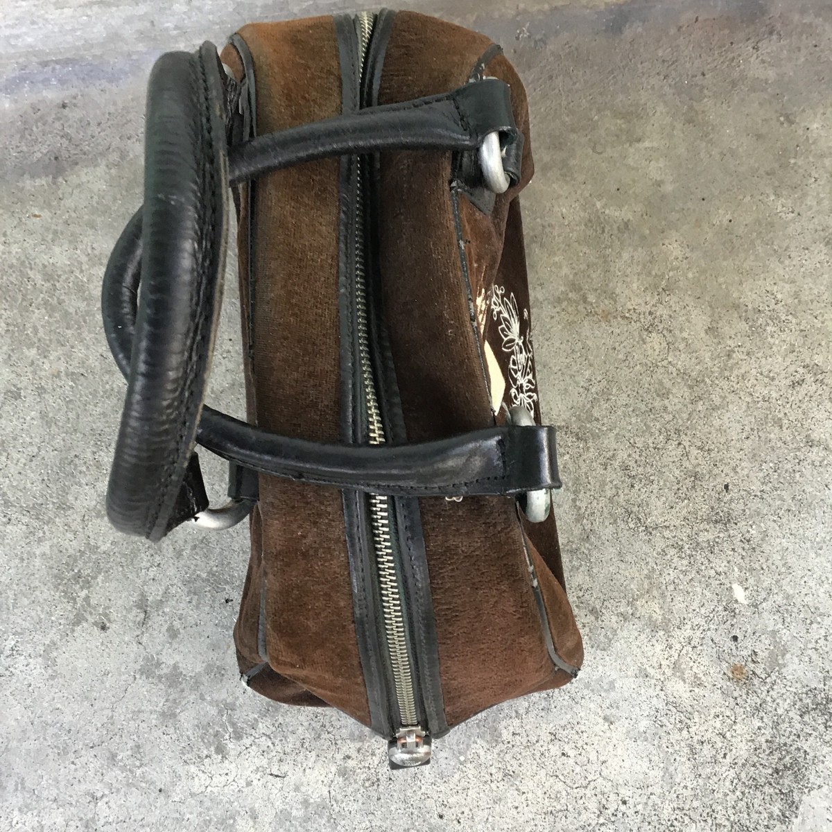 JUICY COUTURE Vintage Brown Suede Velvet Bowling Bag Purse 